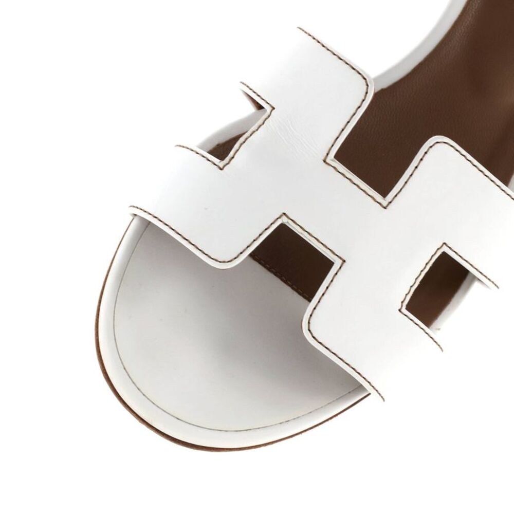Hermes Women's Oasis Sandals Leather White - Picture 5 of 6